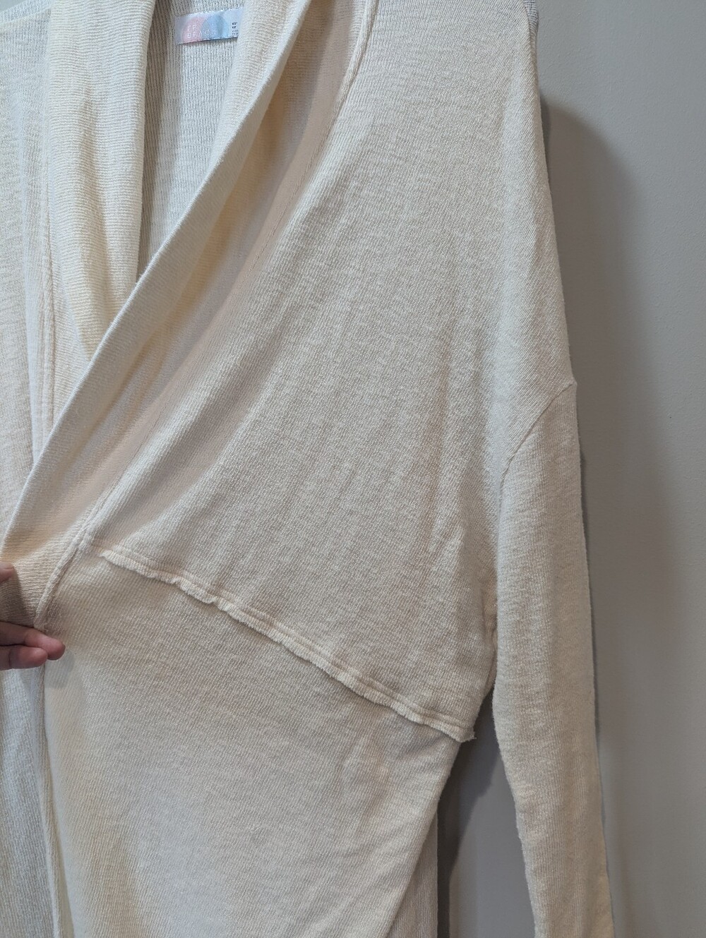 FP Beach Cuddle Up Cream Duster Cardigan Full Length Waterfall Shawl Neck - Picture 3 of 7